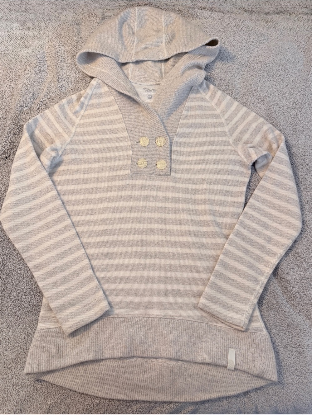 Mountain Hardwear Women's M Striped Wool Blend Hooded Sweater Button Pullover